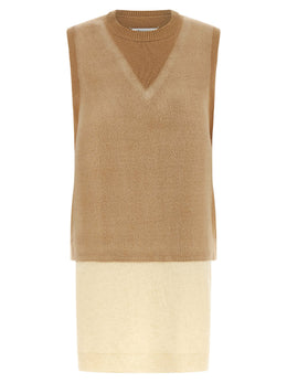 Maison Margiela Ärmellose Weste aus reiner Schurwolle in Beige