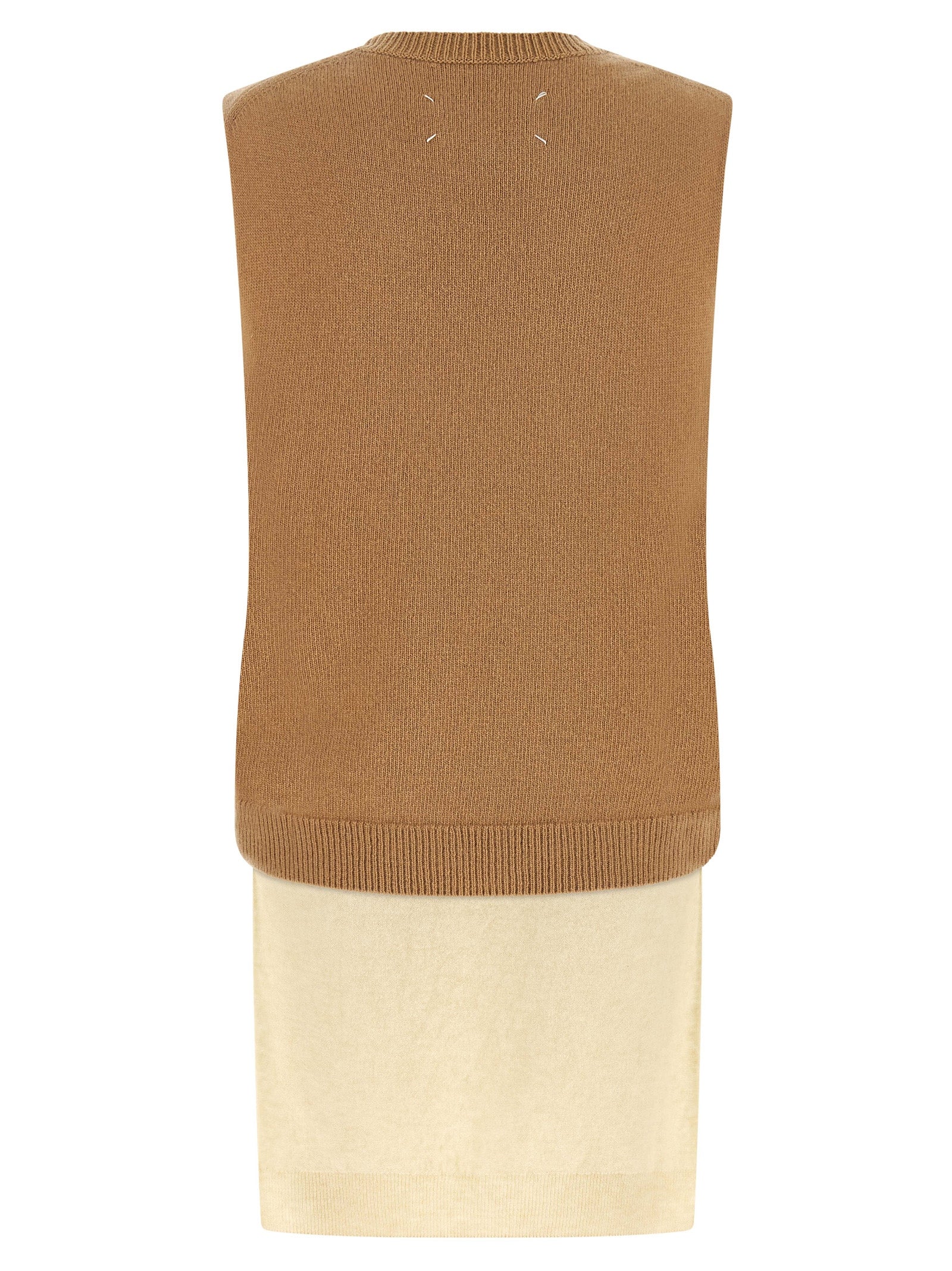 Maison Margiela Ärmellose Weste aus reiner Schurwolle in Beige