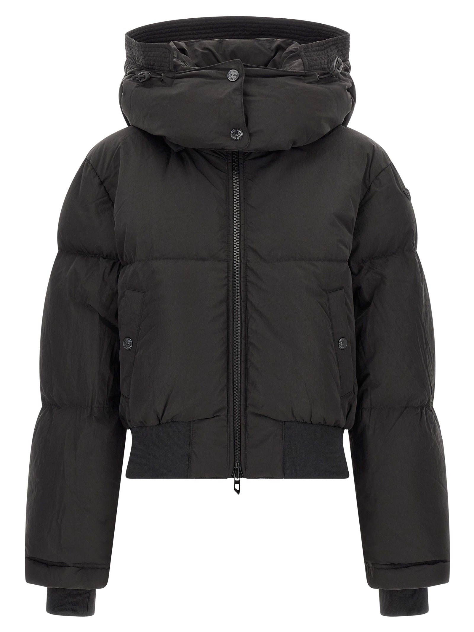 Diesel Schwarze Polyamid-Jacke in voller Länge