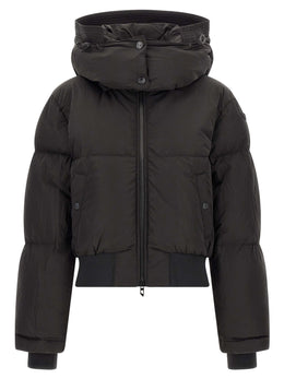 Diesel Schwarze Polyamid-Jacke in voller Länge