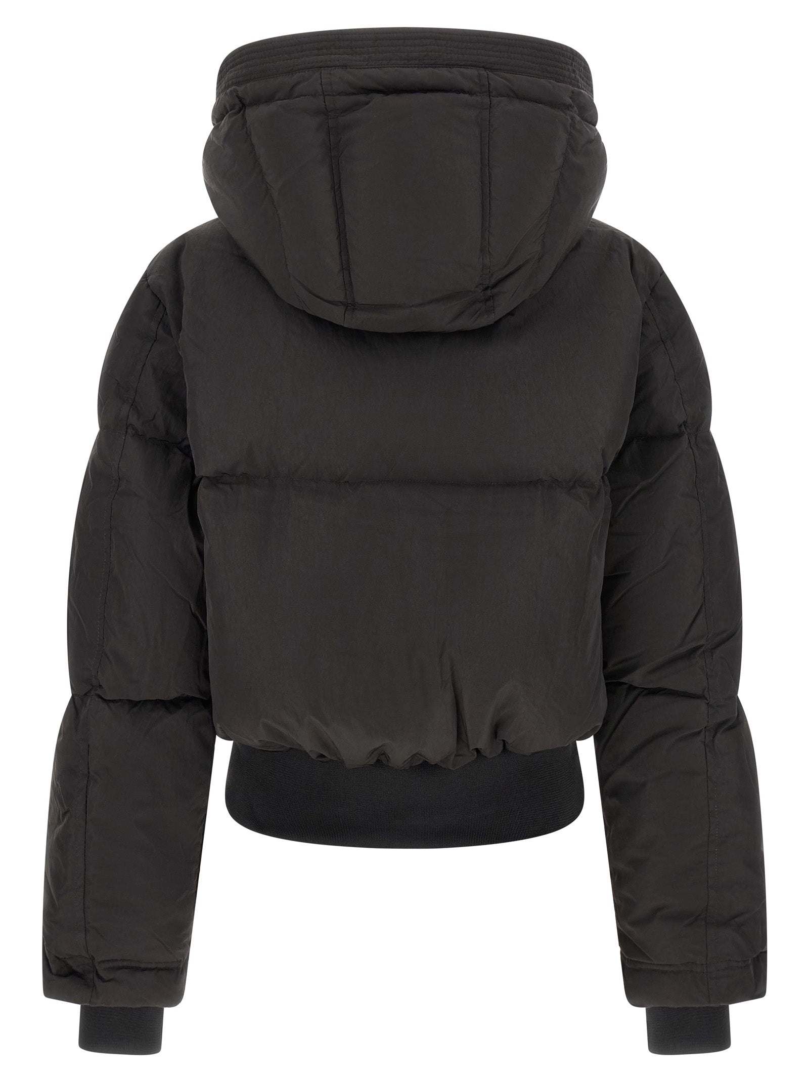 Diesel Schwarze Polyamid-Jacke in voller Länge