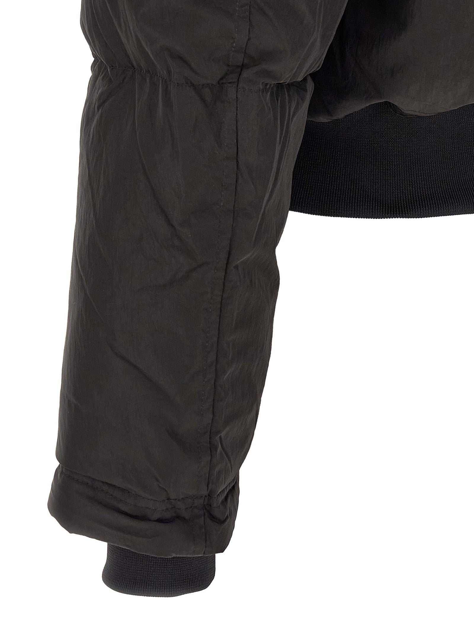 Diesel Schwarze Polyamid-Jacke in voller Länge