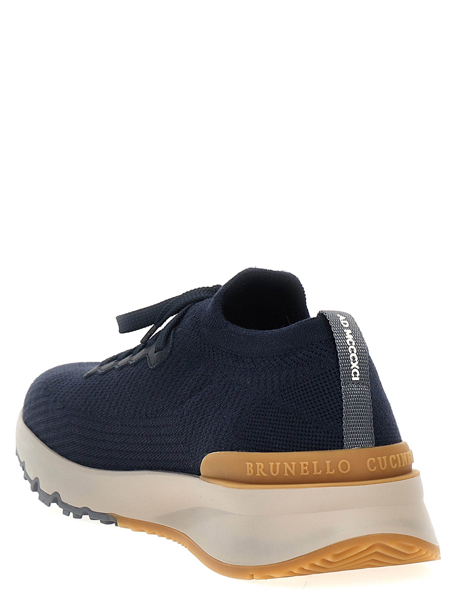 Brunello Cucinelli Blaue Woll-Sneaker im Athletic-Stil