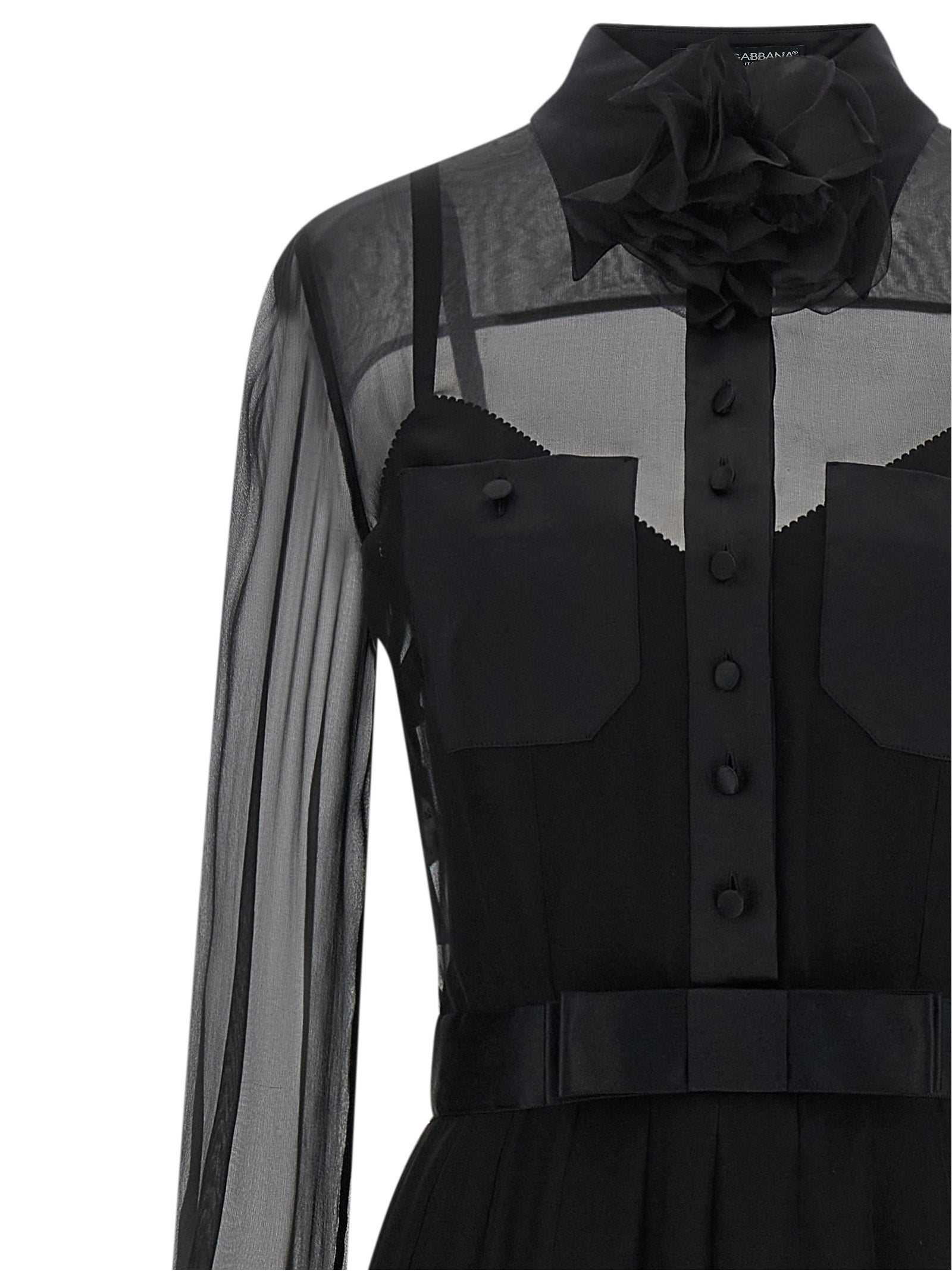 Dolce & Gabbana Schwarzes Seiden-Midikleid