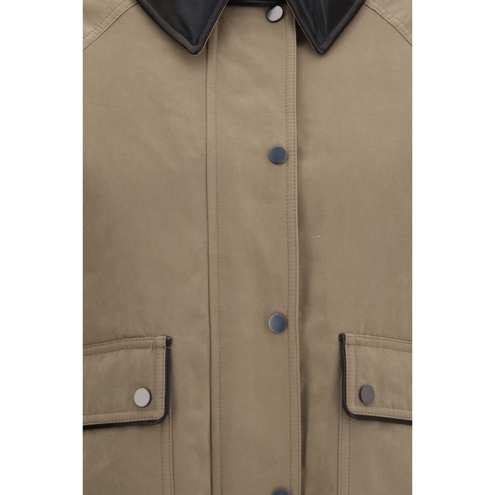 Brunello Cucinelli Beige Baumwoll-Lederjacke
