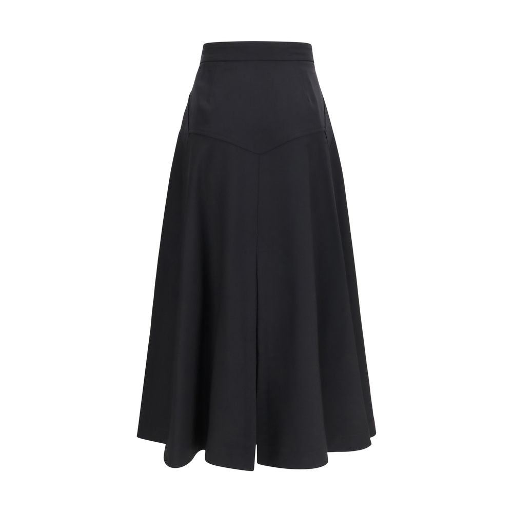Burberry Schwarzer Oves Aries Wollrock Midi