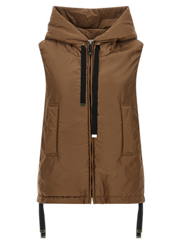 Max Mara Braune ärmellose Jacke aus Polyester