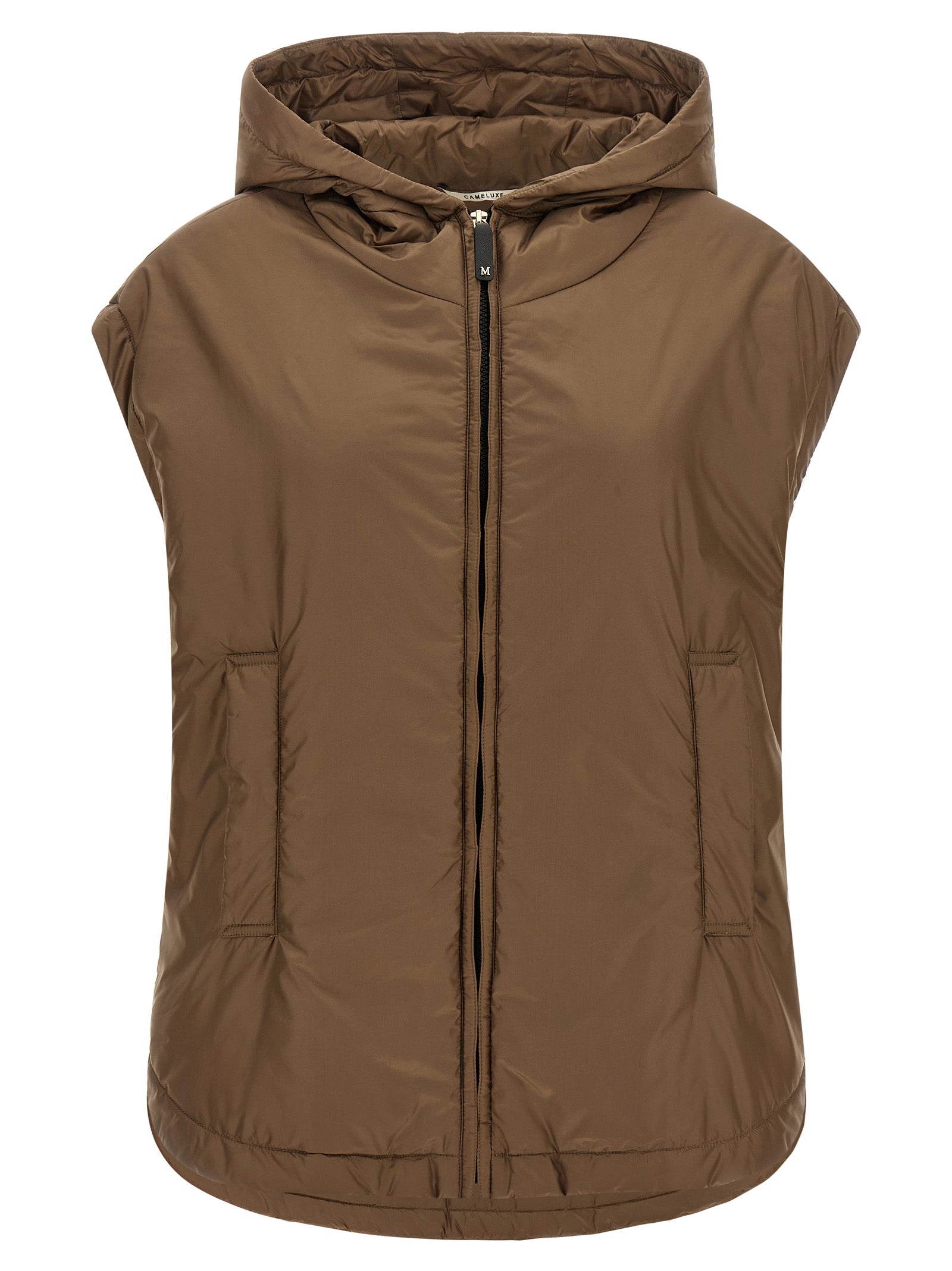 Max Mara Braune ärmellose Jacke aus Polyester