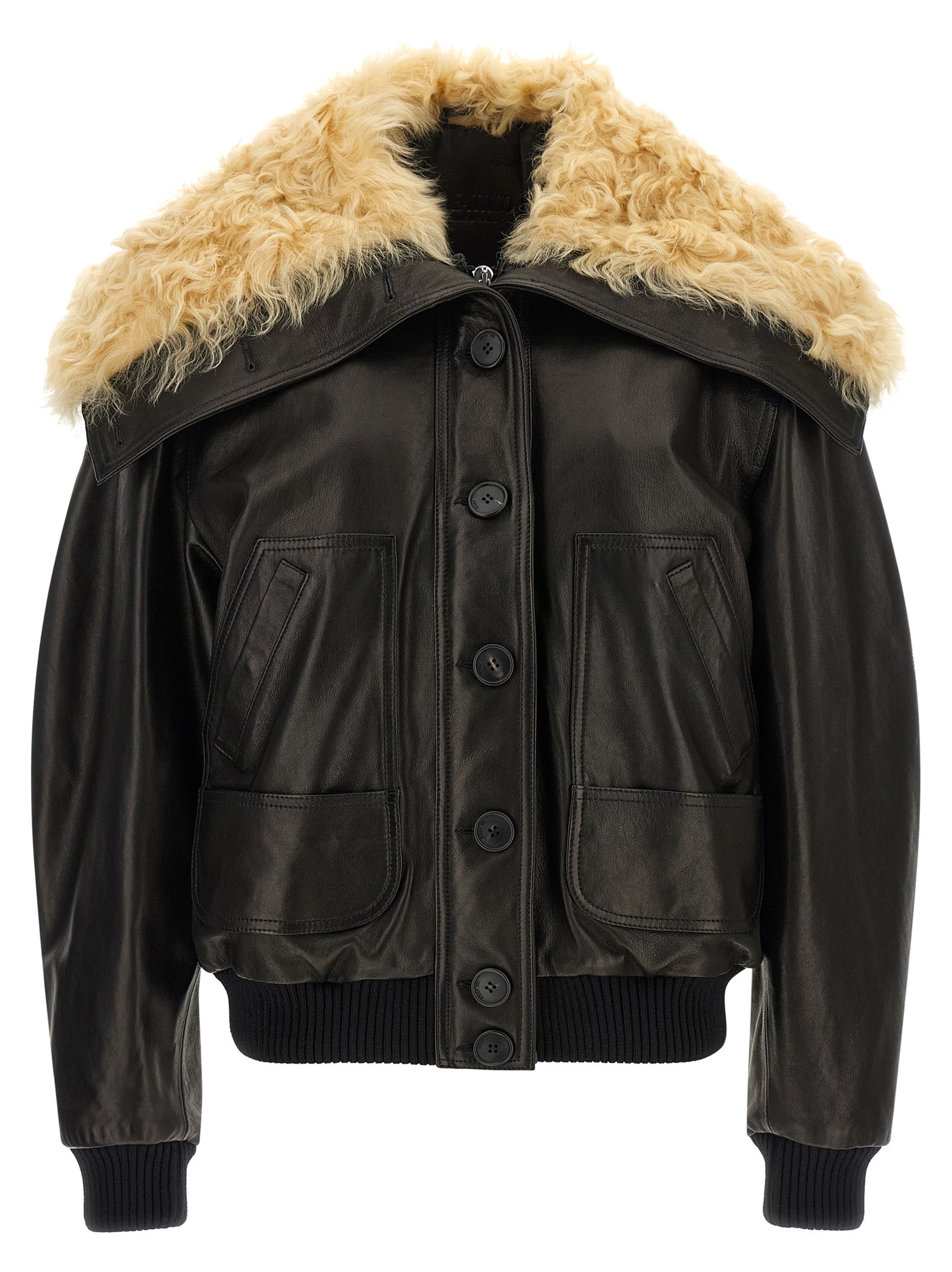 The Attico Schwarze Lammlederjacke