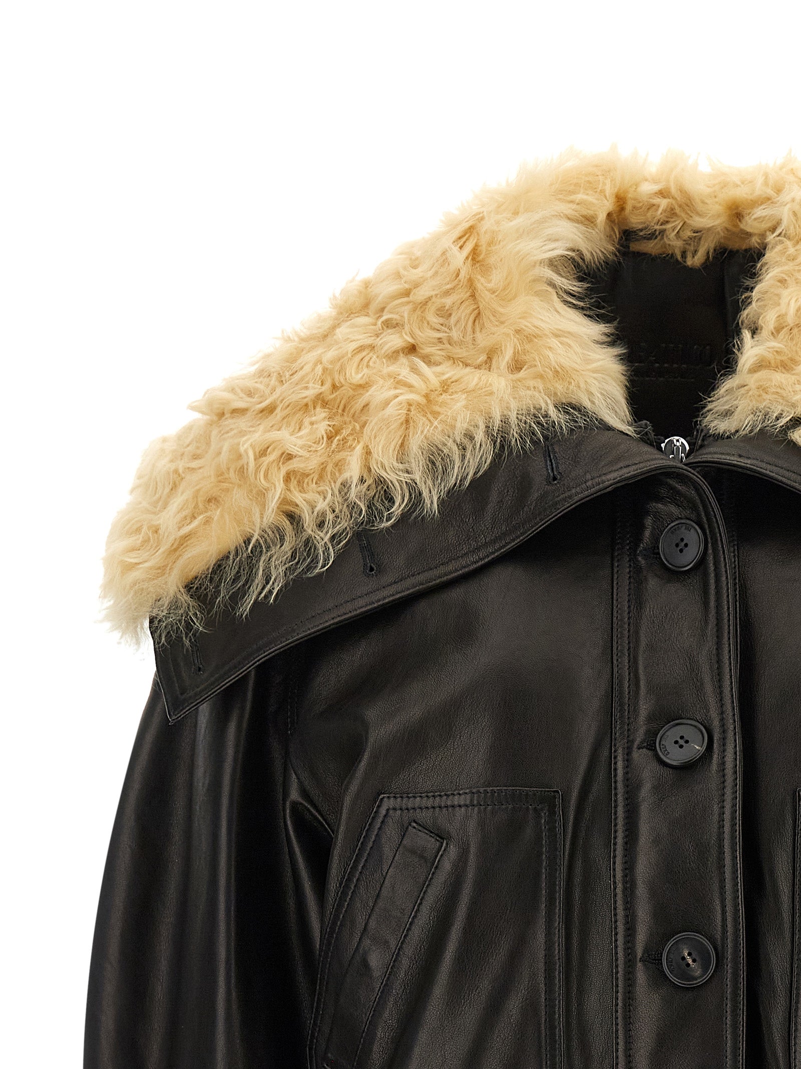 The Attico Schwarze Lammlederjacke