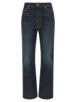 Khaite Blaue Baumwoll-Jeans mit ausgestelltem Bein
