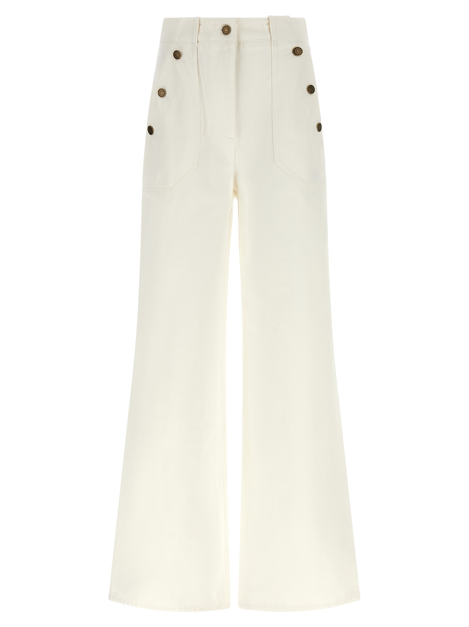 Max Mara Weiße Baumwoll-Hosen mit weitem Bein