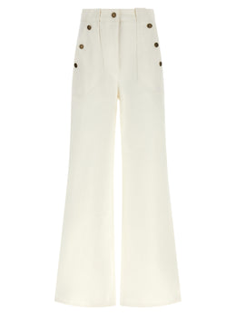Max Mara Weiße Baumwoll-Hosen mit weitem Bein