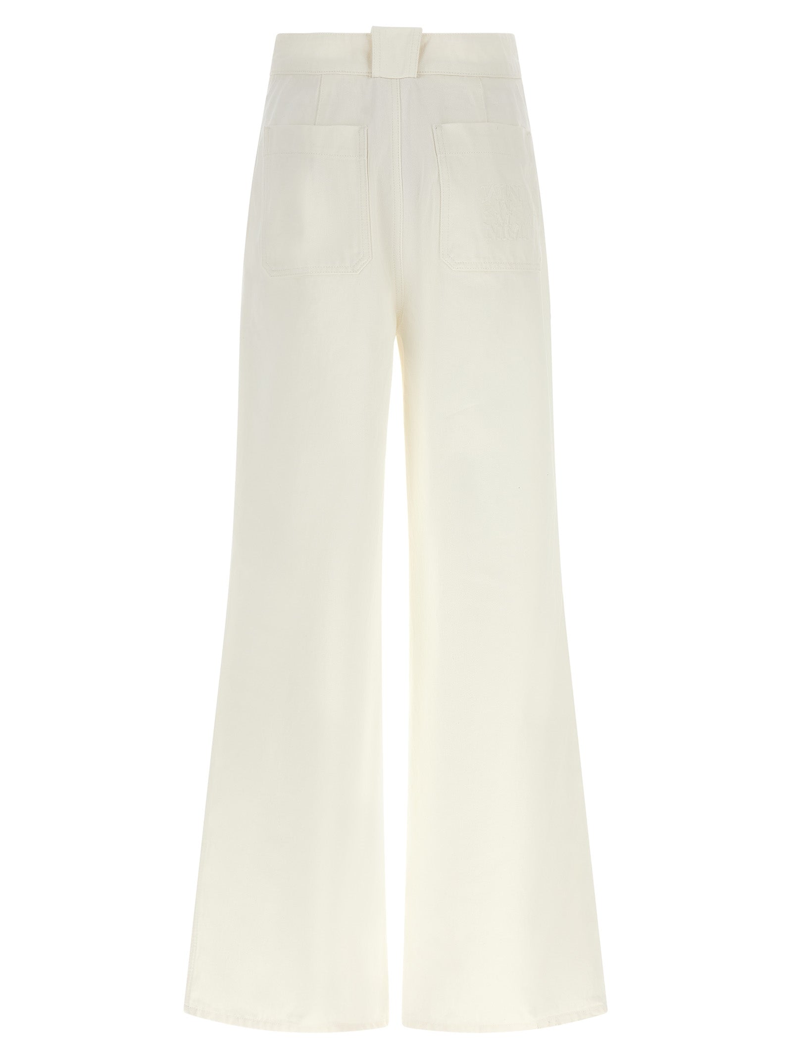 Max Mara Weiße Baumwoll-Hosen mit weitem Bein