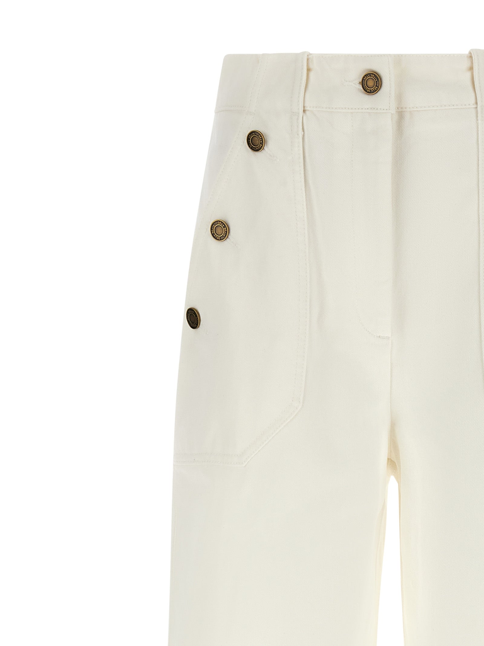 Max Mara Weiße Baumwoll-Hosen mit weitem Bein