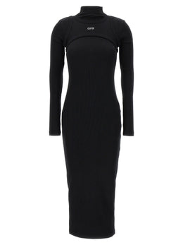 Off-White Schwarzes Baumwoll-Midikleid