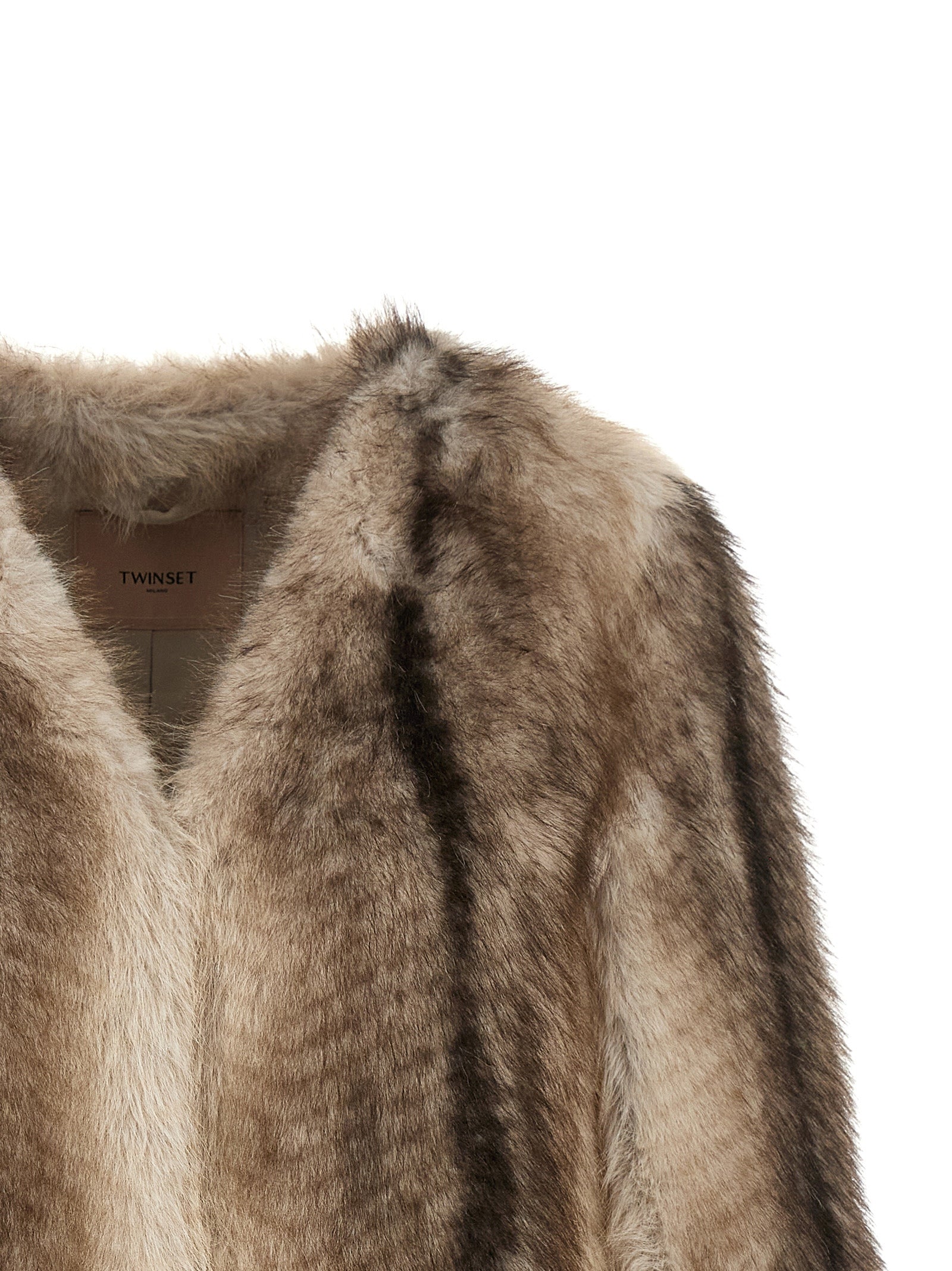 Twinset Braune Polyester-Jacke in voller Länge
