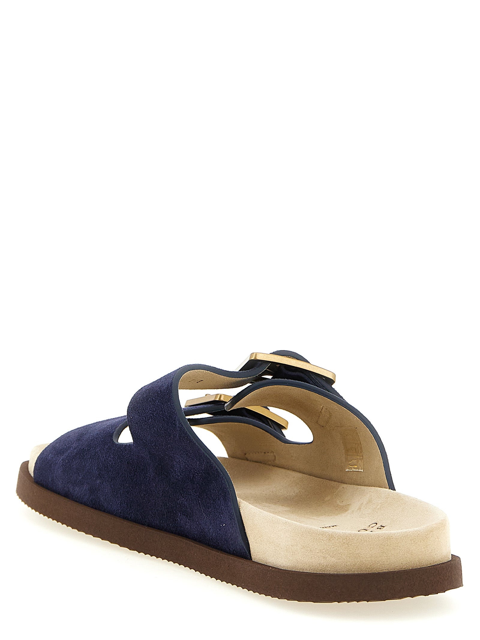 Brunello Cucinelli Blaue Kalbsleder-Slipper