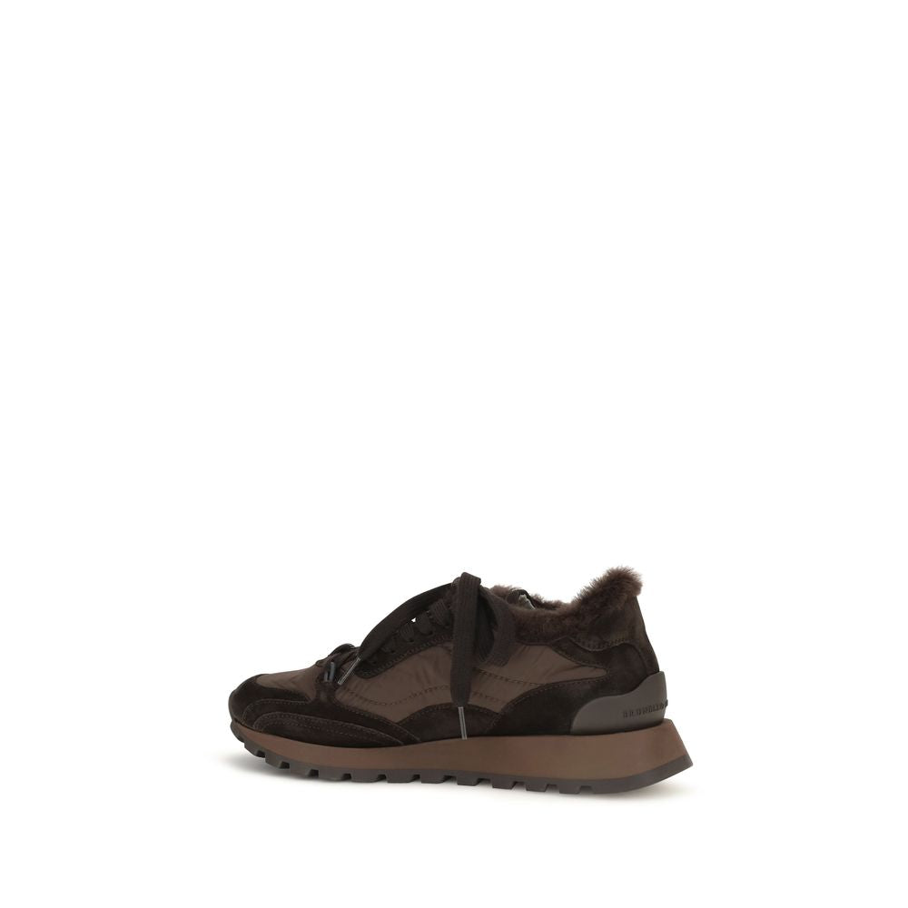 Brunello Cucinelli Schwarze Bos Taurus Kalbsleder Sneaker