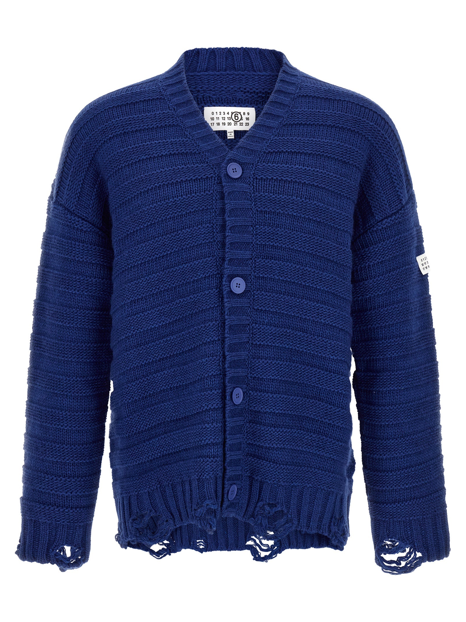 MM6 Maison Margiela Blauer Cardigan aus Schurwolle
