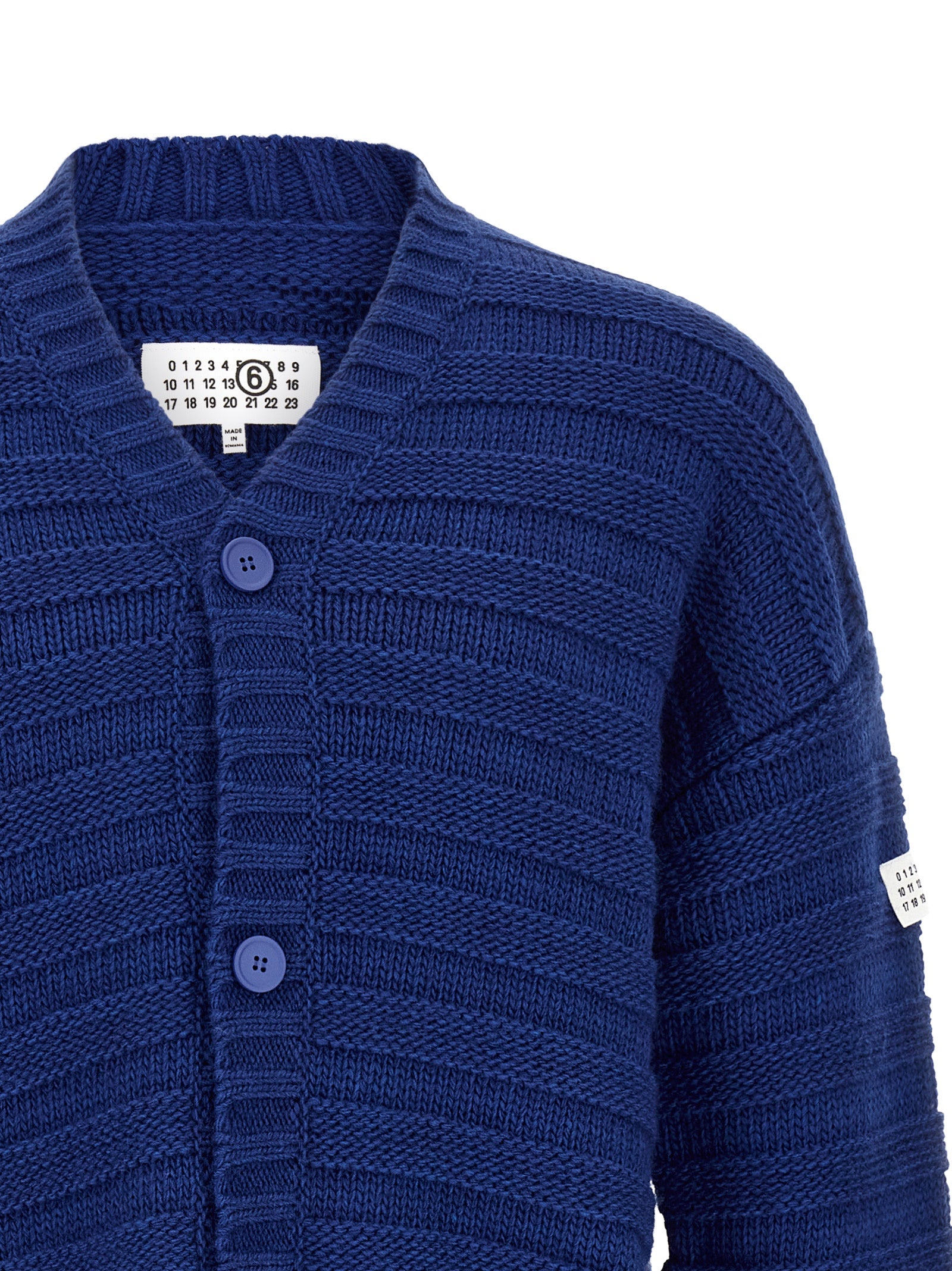 MM6 Maison Margiela Blauer Cardigan aus Schurwolle