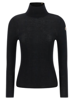 Moncler Schwarzer Cardigan aus Schurwolle