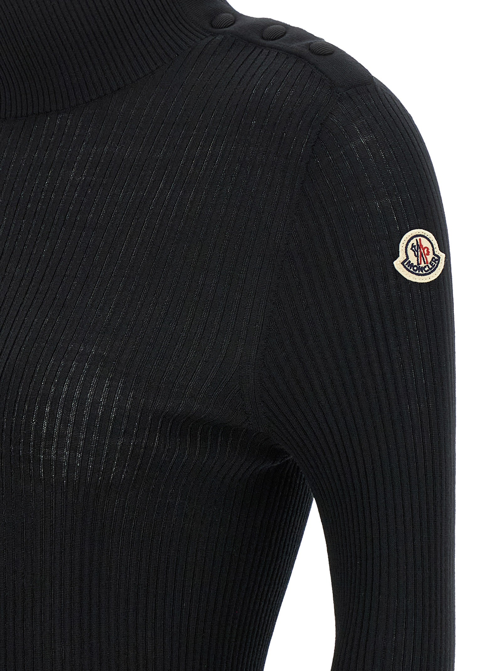 Moncler Schwarzer Cardigan aus Schurwolle