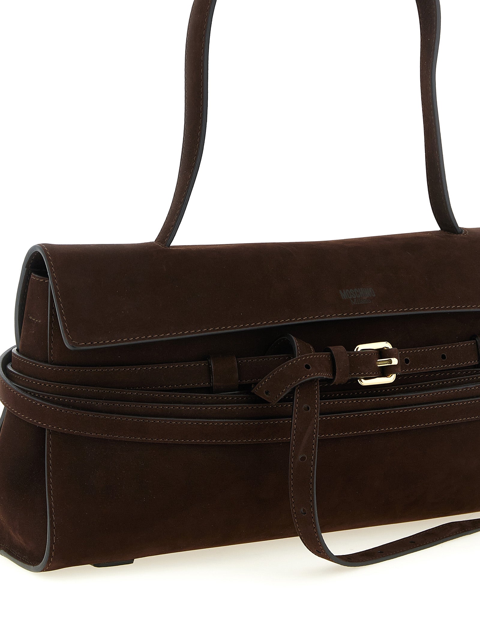 Moschino Braunes Kalbsleder Damen Crossbody Tasche