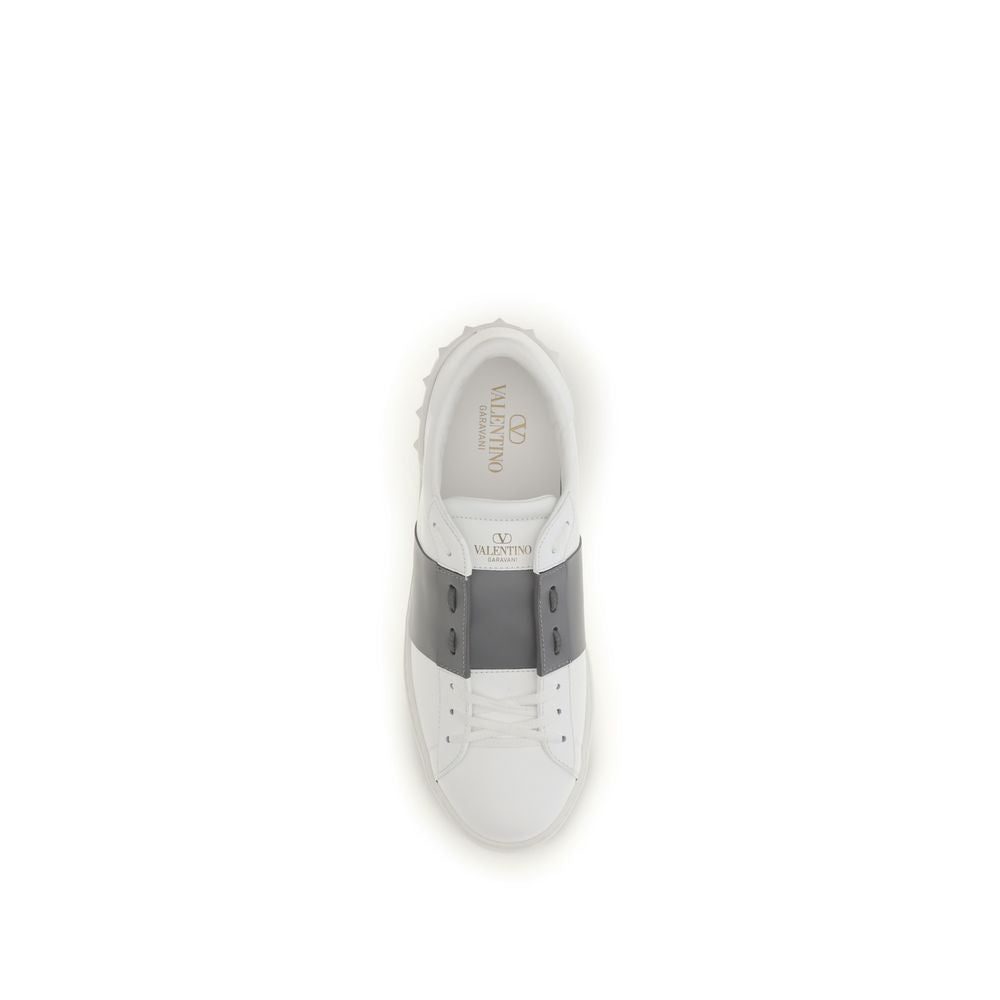 Valentino Garavani Silberne Kalbshaut Bos Taurus Sneakers mit niedrigem Schaft