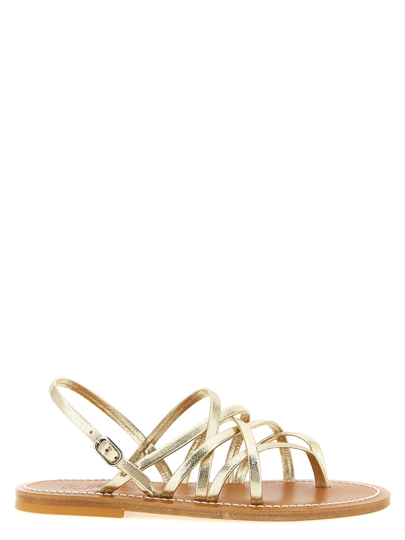 K.JACQUES SAINT TROPEZ Flache Sandalen aus goldenem Kalbsleder