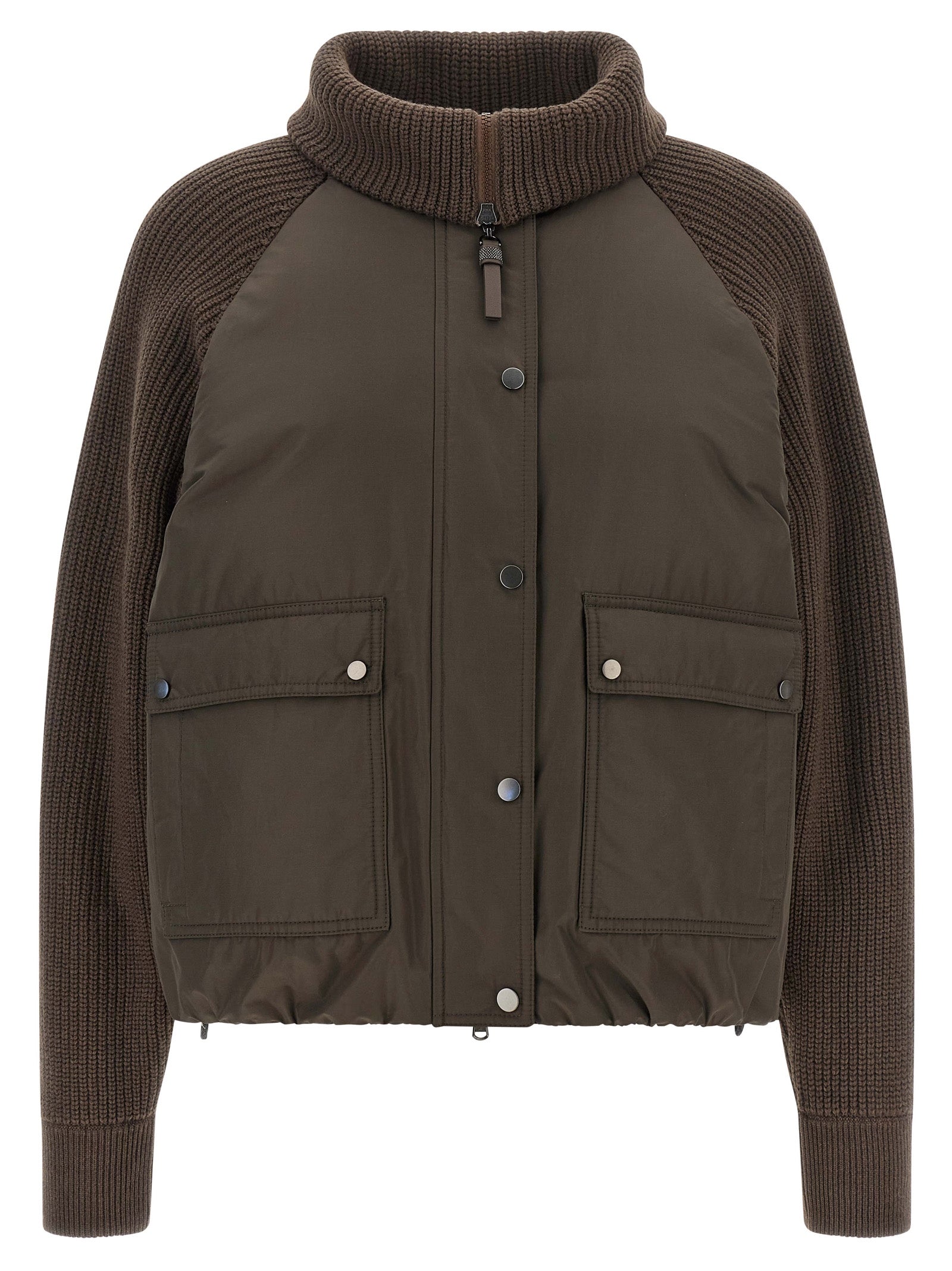 Brunello Cucinelli Braune Baumwolljacke in voller Länge