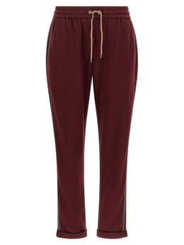 Brunello Cucinelli Bordeaux Baumwoll-Jogginghose (Trainingshose)