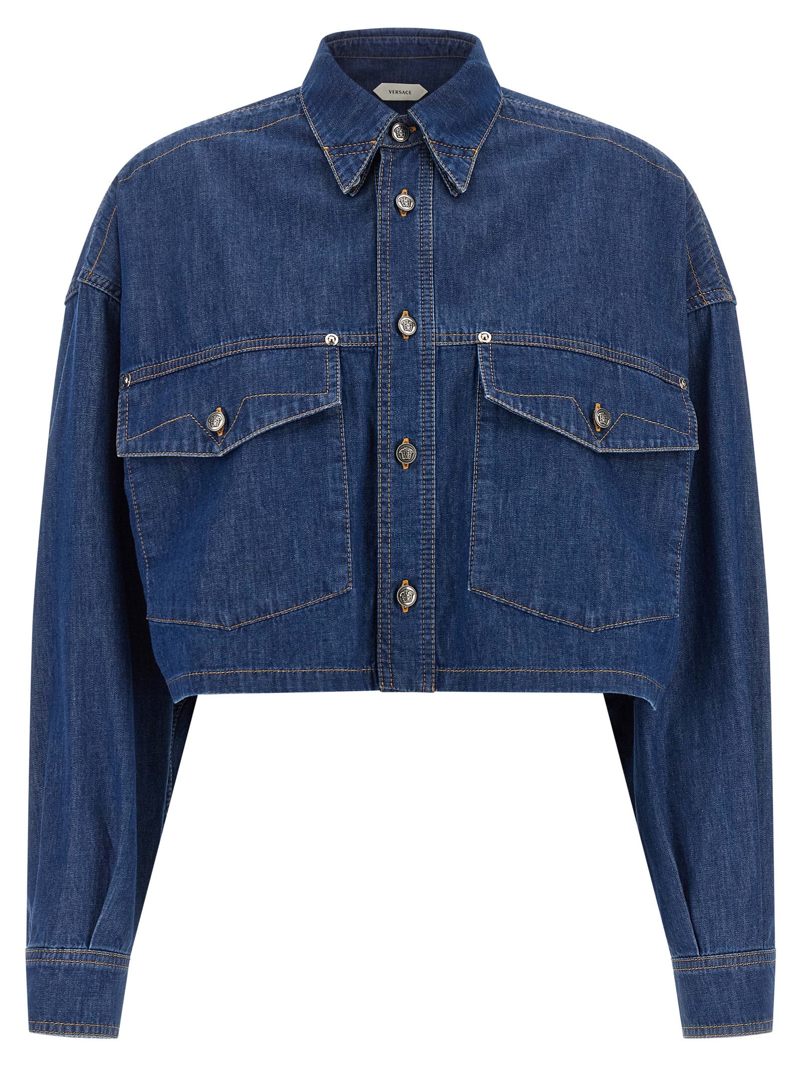Versace Blaue Baumwollbluse