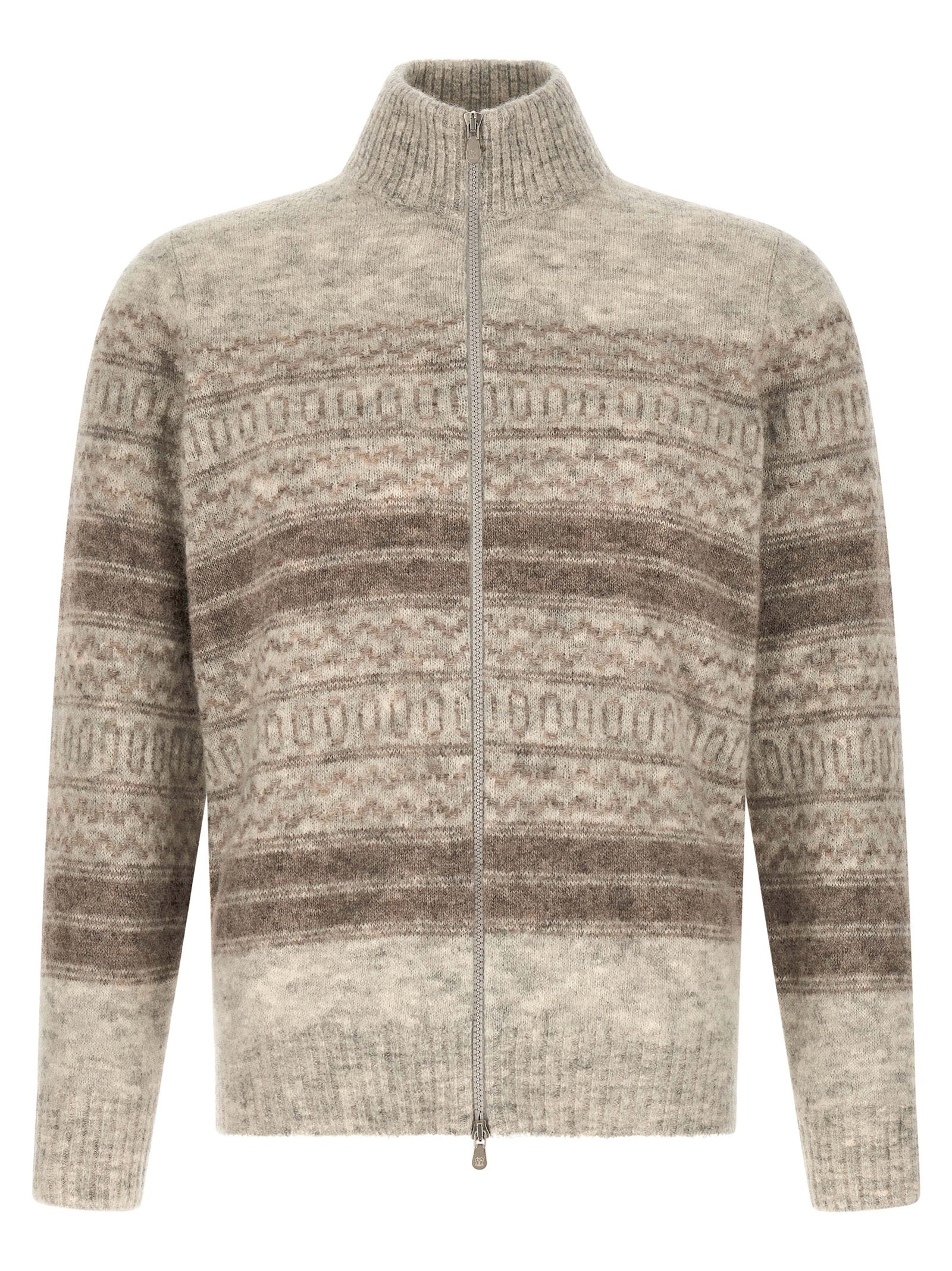 Brunello Cucinelli Beige Alpaka-Leder Cardigan
