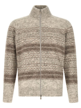 Brunello Cucinelli Beige Alpaka-Leder Cardigan