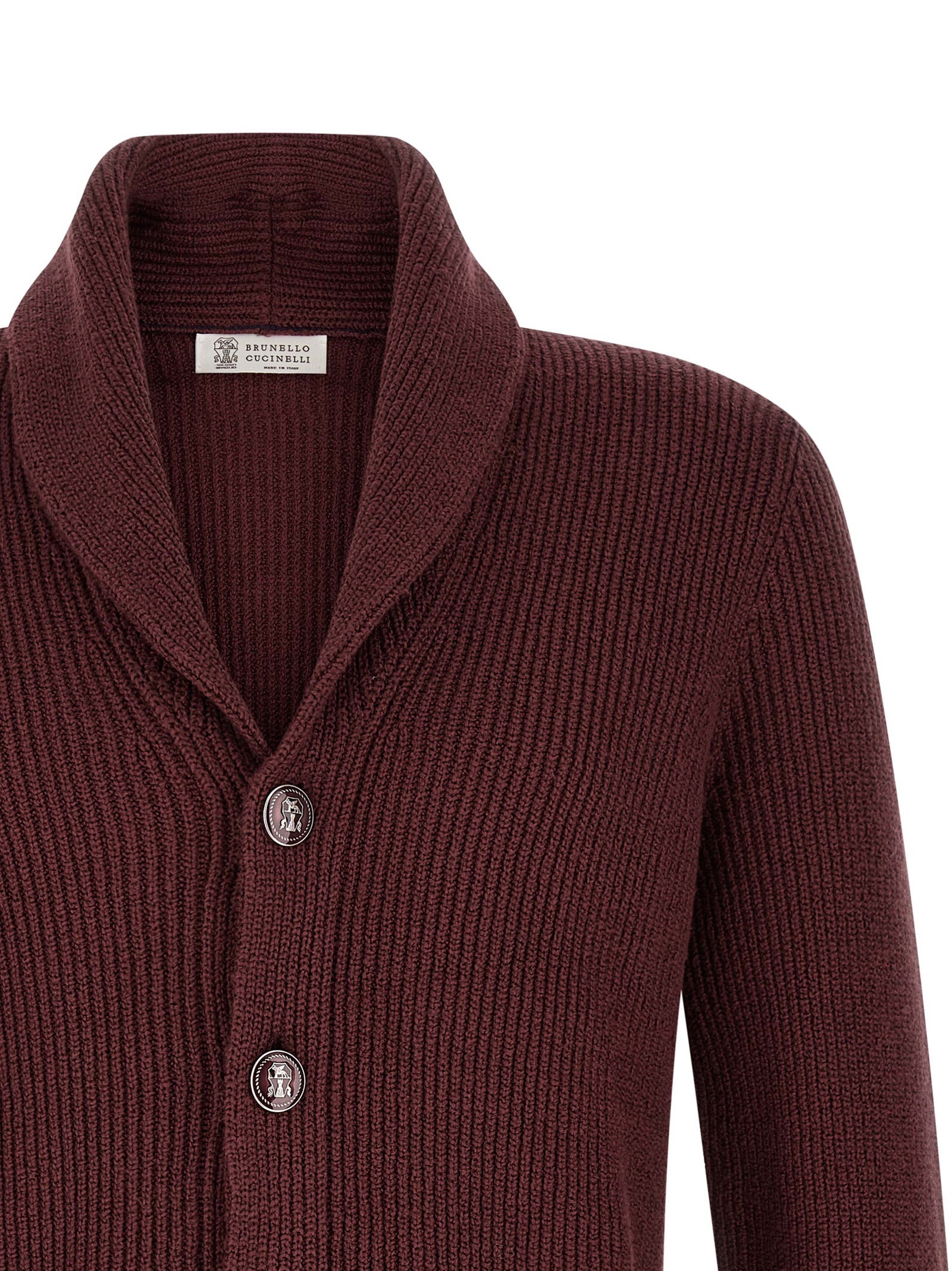 Brunello Cucinelli Bordeaux Baumwoll-Strickjacke