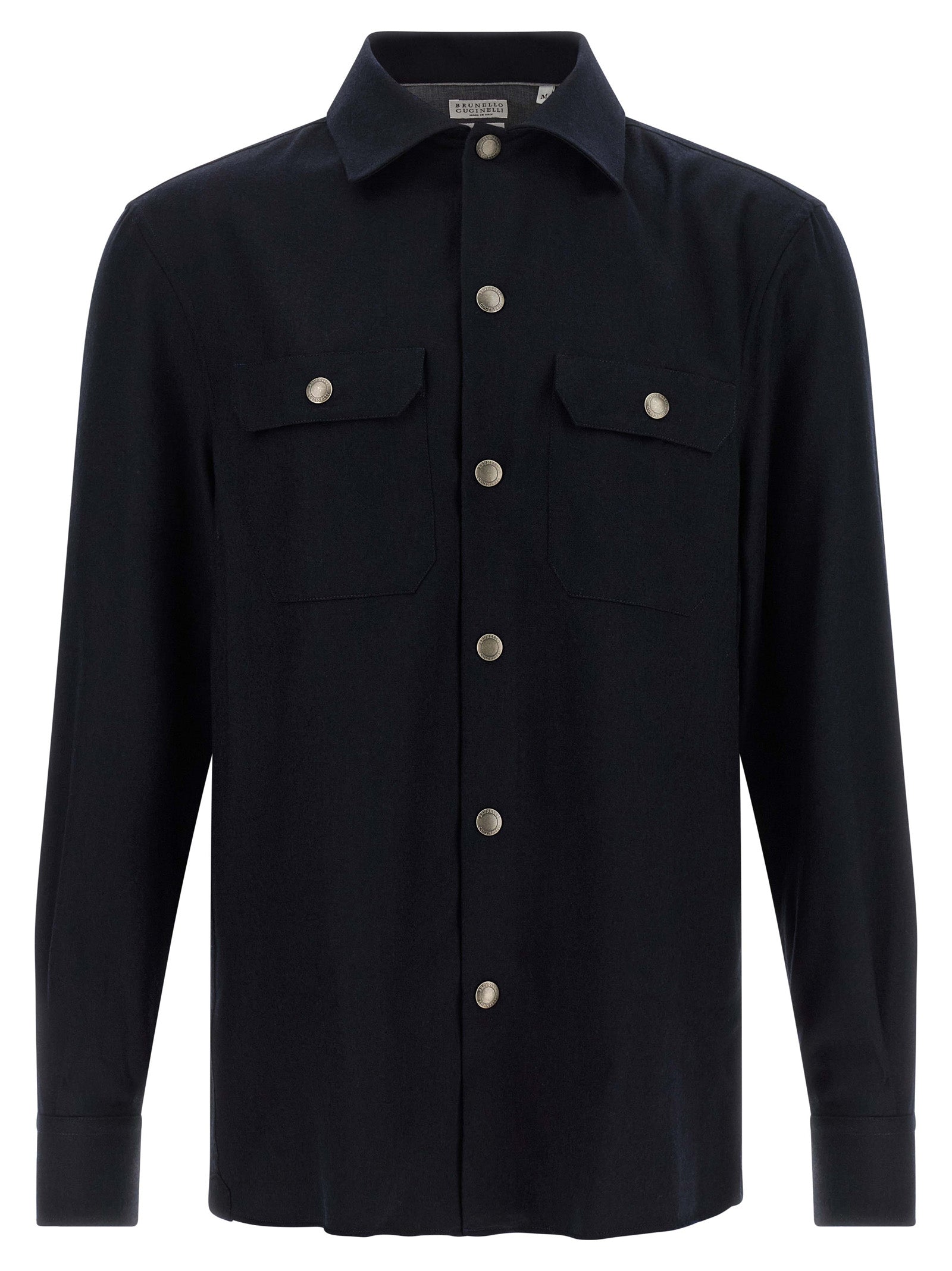 Brunello Cucinelli Bluse aus blauer Schurwolle