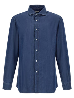Brunello Cucinelli Blaue Baumwollbluse