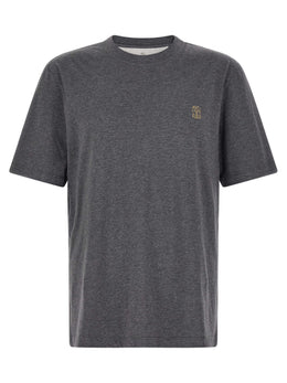 Brunello Cucinelli Graues Baumwoll-T-Shirt