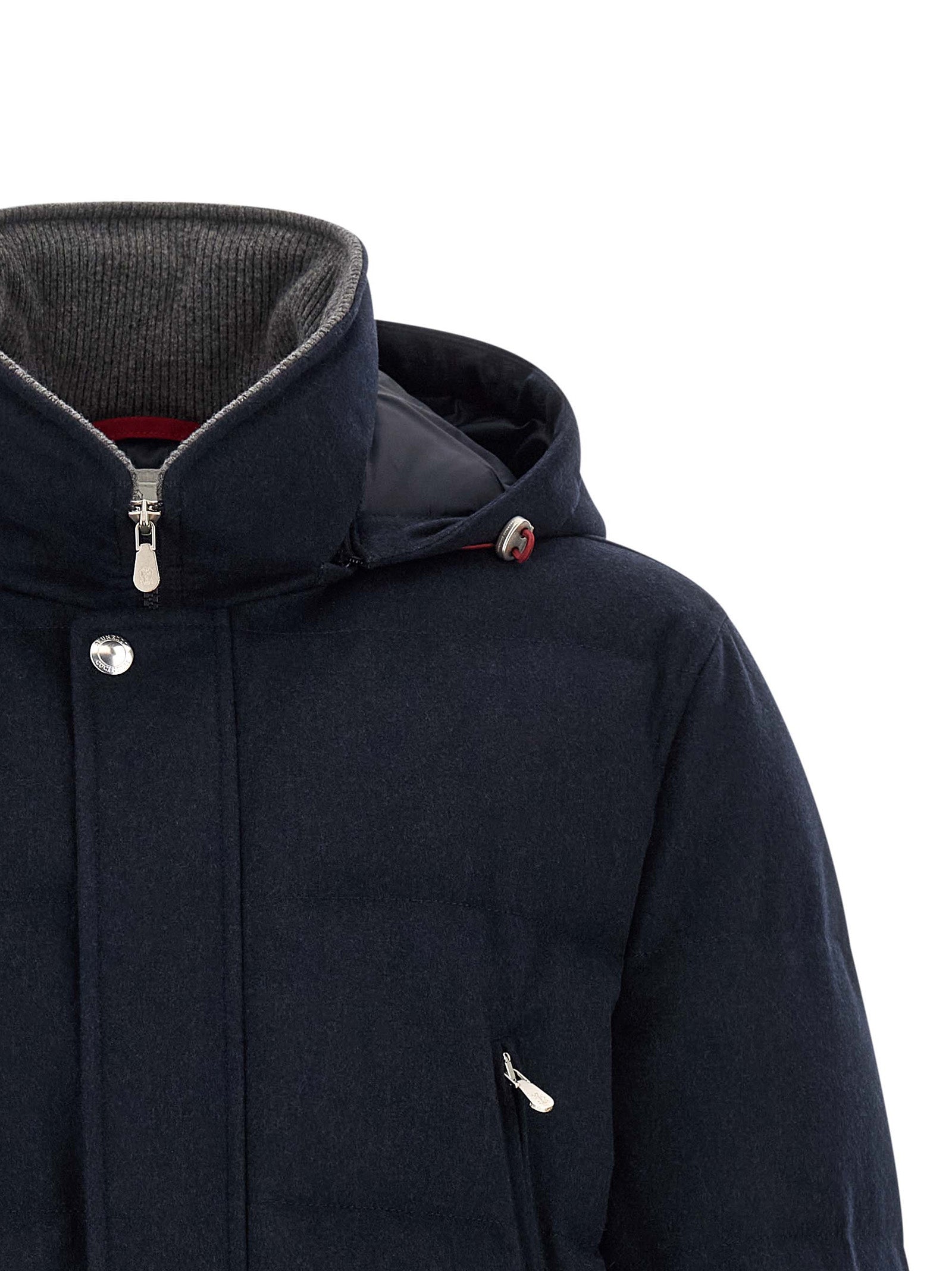 Brunello Cucinelli Blauer Wollparka