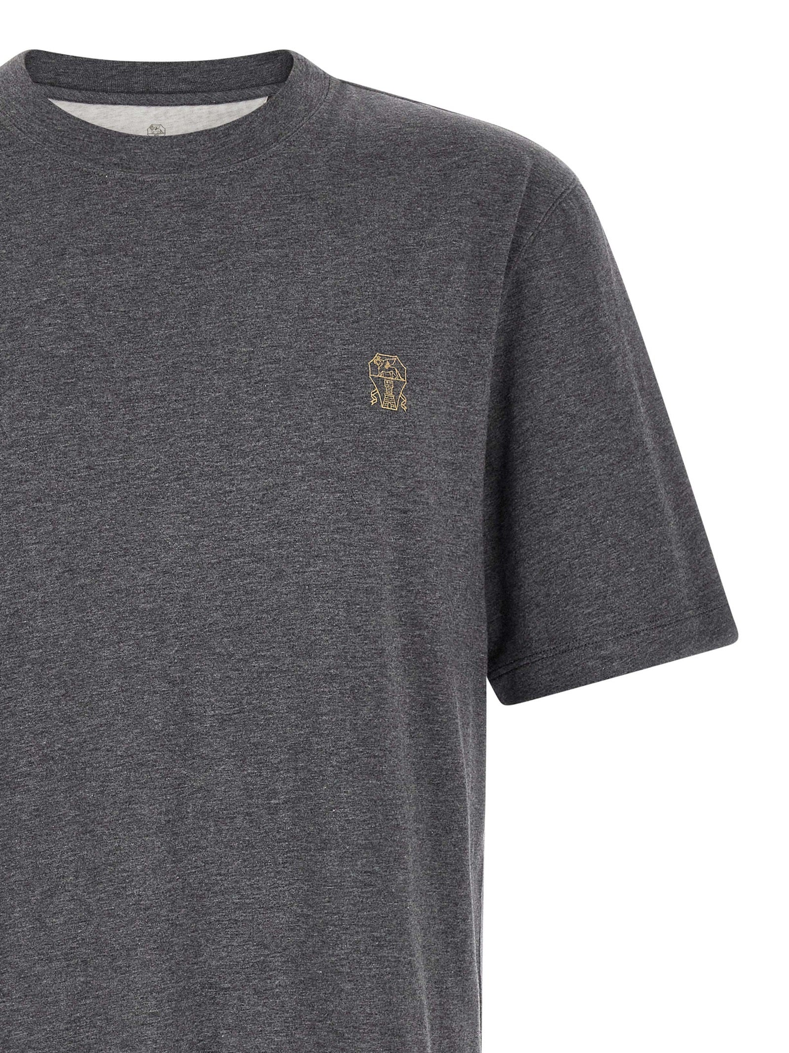 Brunello Cucinelli Graues Baumwoll-T-Shirt