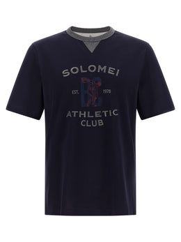 Brunello Cucinelli Blaues Baumwoll-T-Shirt
