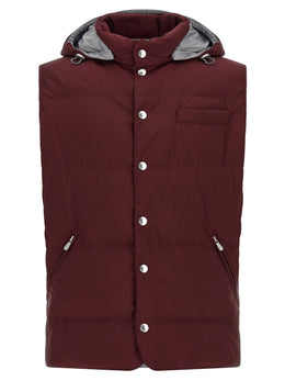 Brunello Cucinelli Ärmellose Jacke in Bordeaux aus Polyester