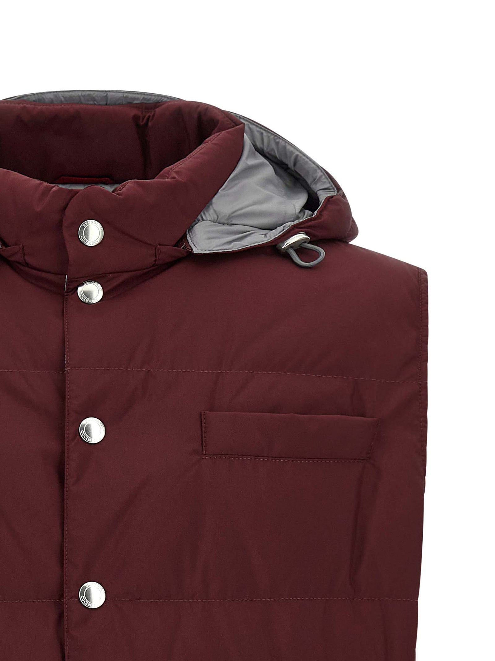 Brunello Cucinelli Ärmellose Jacke in Bordeaux aus Polyester