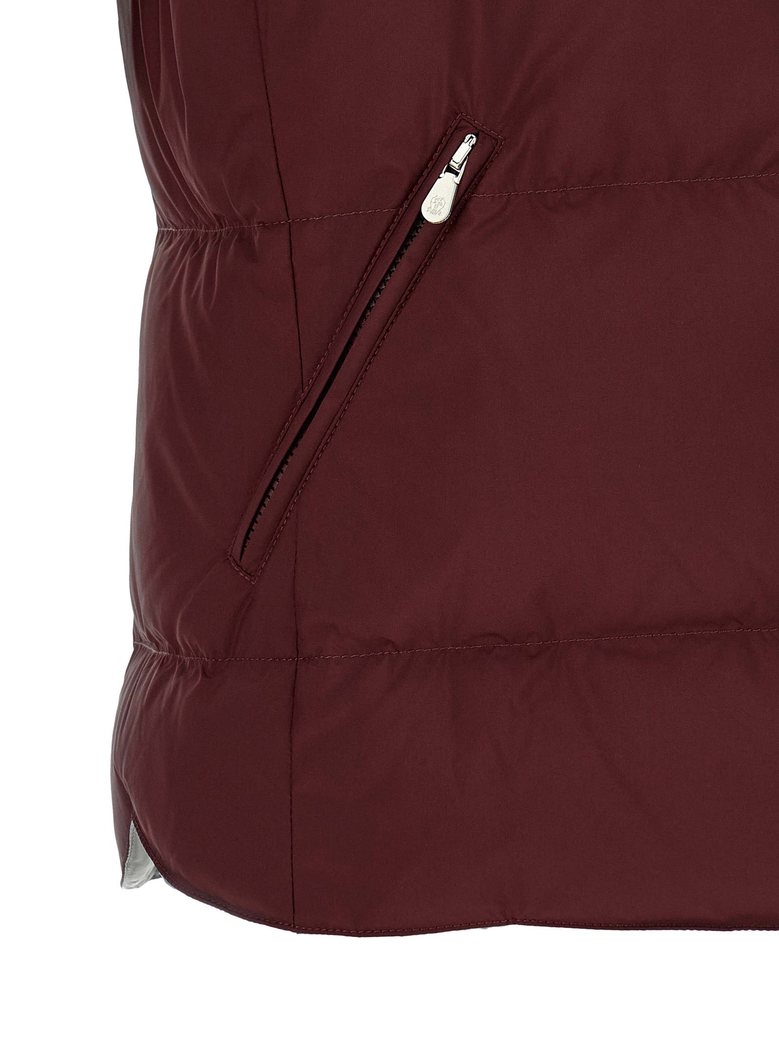 Brunello Cucinelli Ärmellose Jacke in Bordeaux aus Polyester
