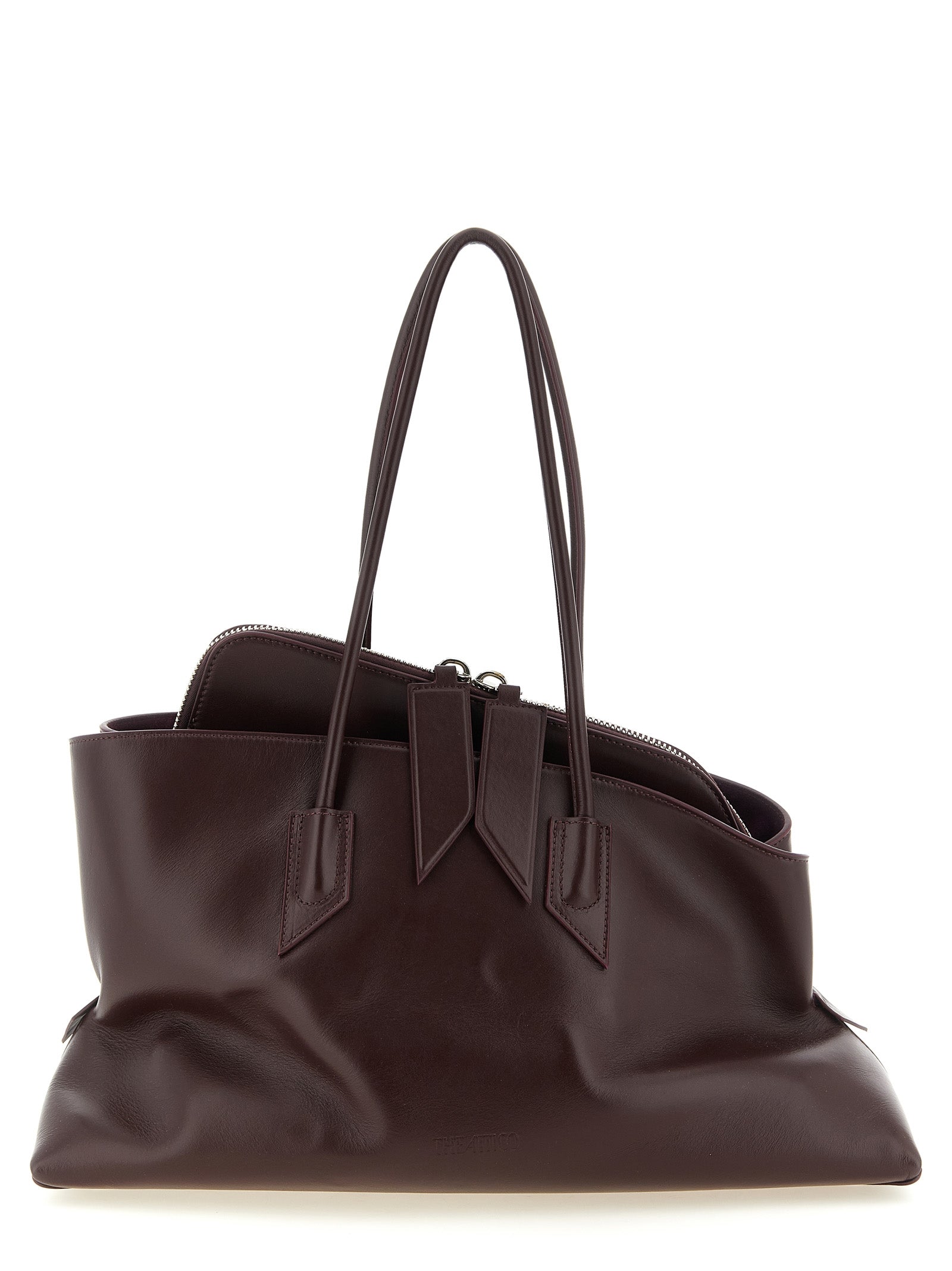 The Attico Schultertasche aus violettem Rindsleder