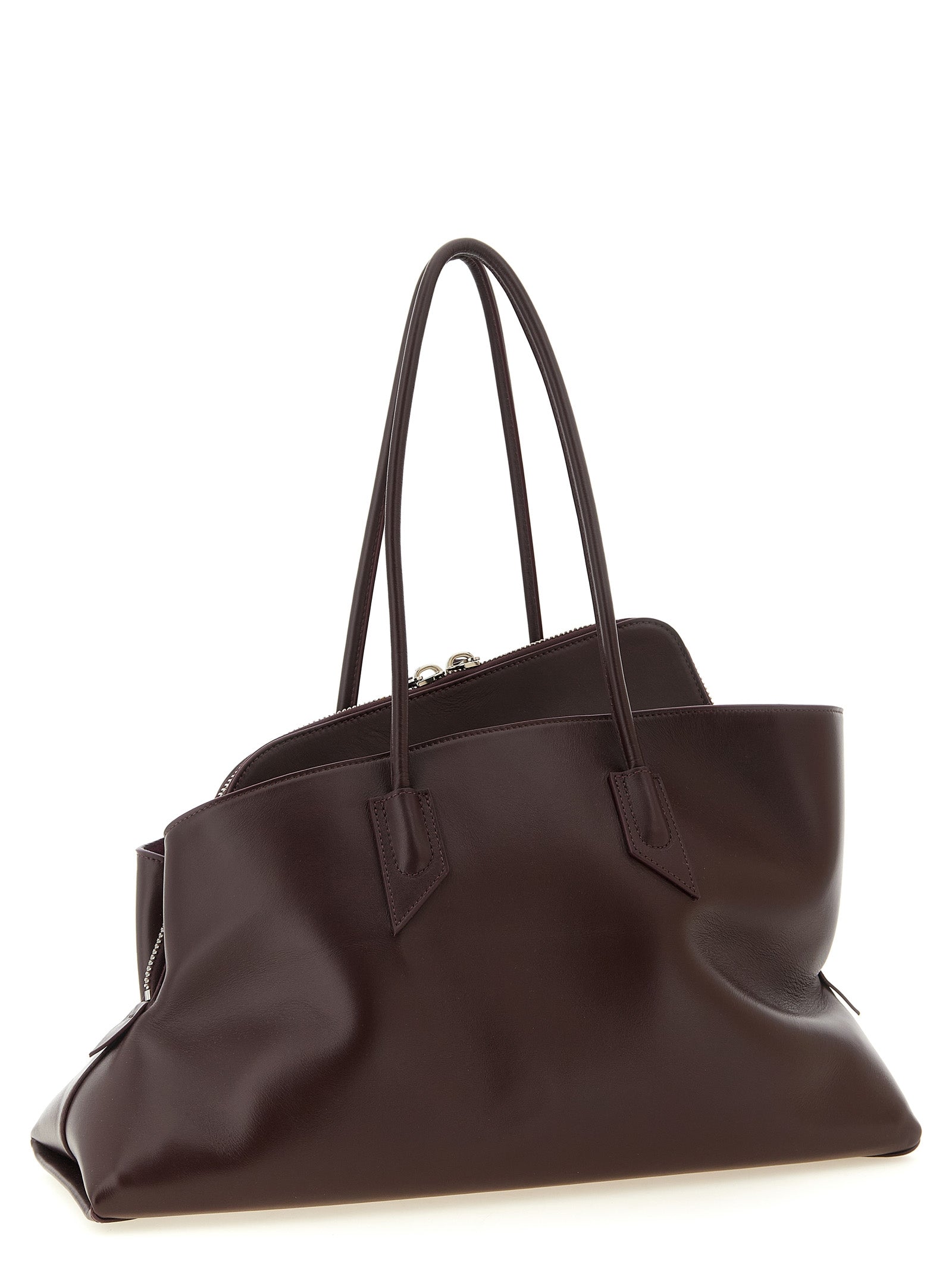 The Attico Schultertasche aus violettem Rindsleder