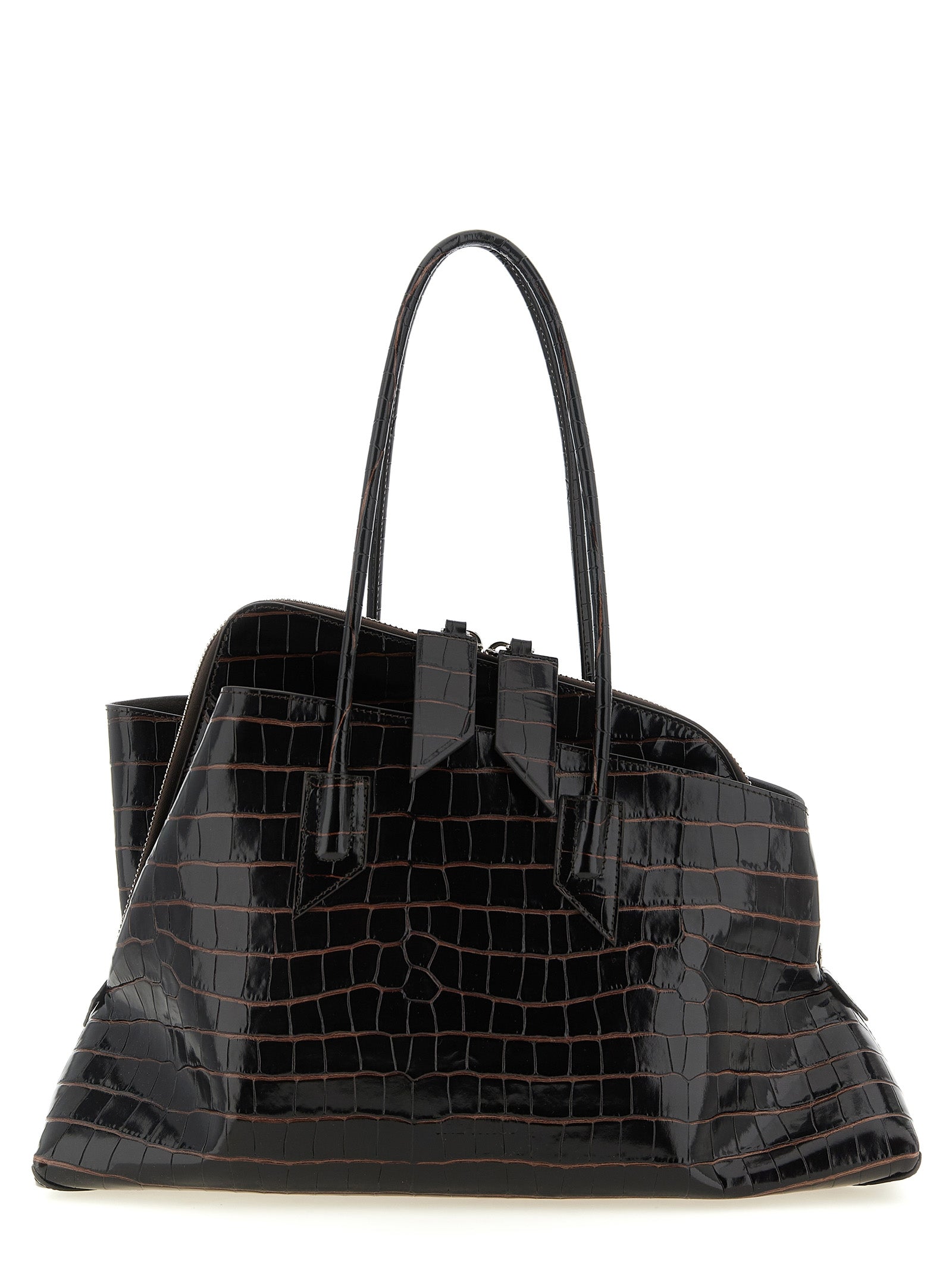 The Attico Schultertasche aus braunem Kalbsleder