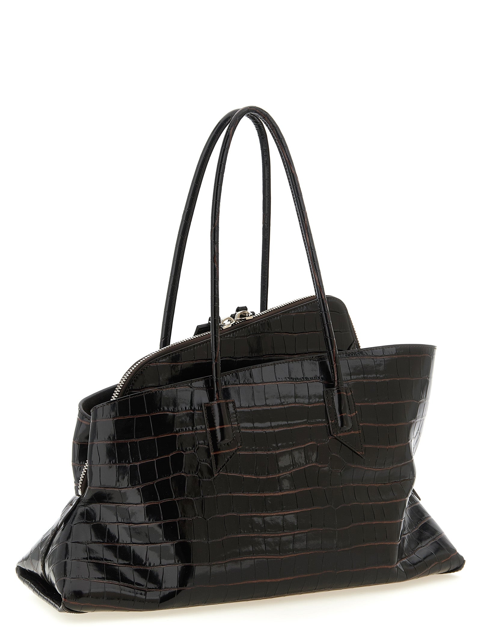 The Attico Schultertasche aus braunem Kalbsleder