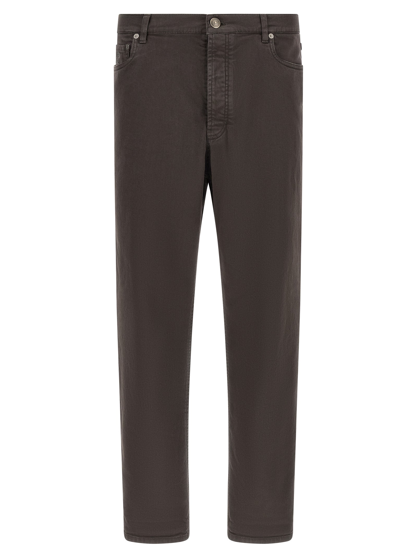 Brunello Cucinelli Braune Baumwolljeans mit geradem Bein